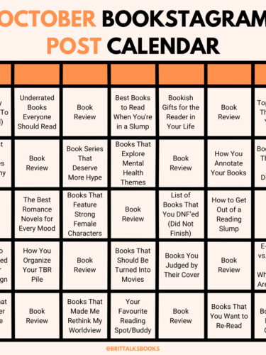 Freebie: October Bookstagram Post Calendar